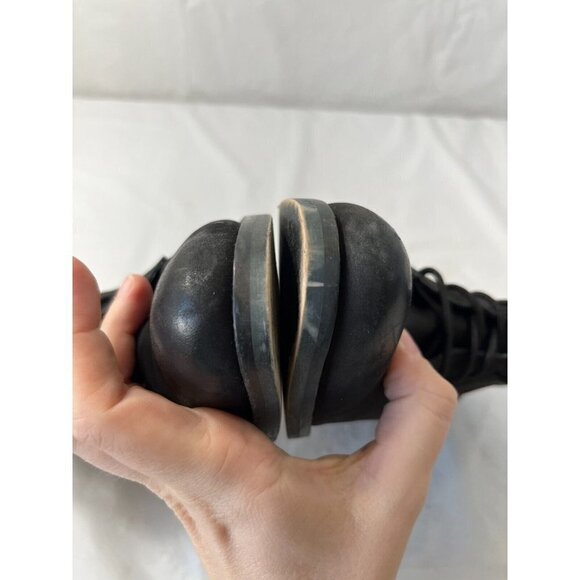 Topshop Able Black Nubuck leather Combat Ankle Boot Size 8.5 Lace Up - Picture 9 of 13